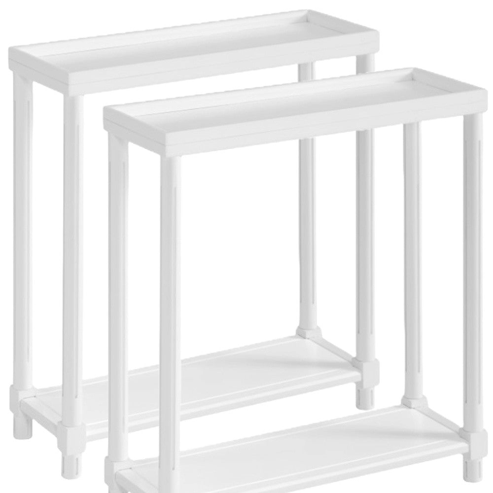 Set Of Two 24" White Wood Rectangular End Tables With Shelf