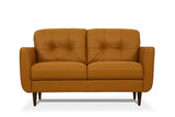 59" Camel Leather And Black Love Seat