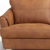 59" Camel Leather And Black Love Seat