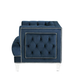 41" Blue Velvet And Black Tufted Arm Chair