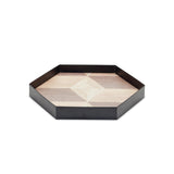 Set Of Three 12" Natural and Black Hexagon Trays