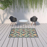 2' X 3' Blue Striped Non Skid Indoor Outdoor Area Rug