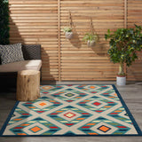 2' X 3' Blue Striped Non Skid Indoor Outdoor Area Rug