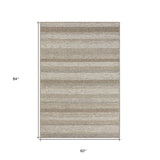 5' X 7' Gray Striped Handmade Indoor Outdoor Area Rug