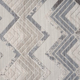 5' X 7' Blue And Ivory Chevron Indoor Outdoor Area Rug