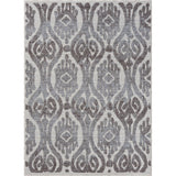 5' X 7' Blue And Gray Damask Indoor Outdoor Area Rug