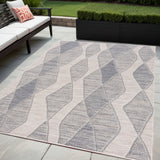 5' x 7' Blue and Gray Abstract Geometric Indoor Outdoor Area Rug