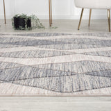 8' x 9' Blue and Gray Geometric Indoor Outdoor Area Rug