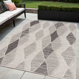 5' x 7' Blue and Gray Abstract Geometric Indoor Outdoor Area Rug