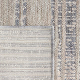 5' X 7' Ivory And Blue Striped Indoor Outdoor Area Rug