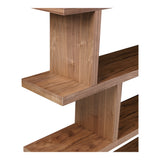 63" Walnut Wood Five Tier Asymmetrical Open Bookcase