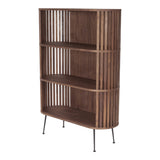 57" Walnut Wood Three Tier Standard Bookcase