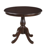 36" Espresso Brown Round Turned Pedestal Base Wood Dining Table