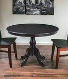 42" Antique Black Round Turned Pedestal Base Wood Dining Table