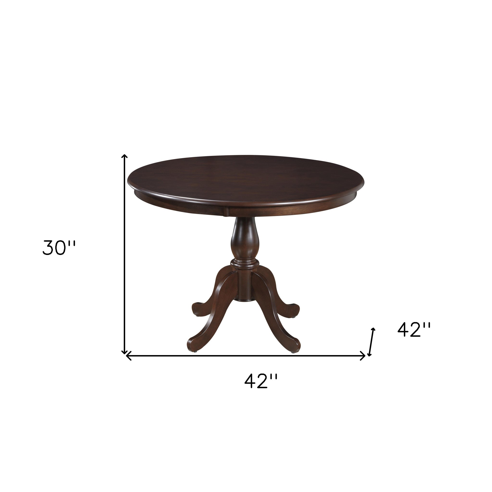 42" Espresso Brown Round Turned Pedestal Base Wood Dining Table