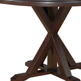 48" Espresso Brown Round X Pedestal Base Wood Dining Table