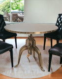 36" Antiqued Bronze Nickel Finish Adjustable Crank Round Top Dining Table