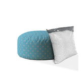 24" Blue Cotton Round Polka Dots Pouf Ottoman