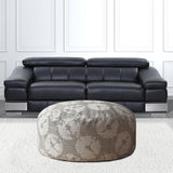 24" Gray Canvas Round Floral Pouf Ottoman