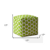 17" Green And White Cotton Polka Dots Pouf Cover