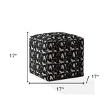 17" Black And White Cotton Dog Pouf Cover