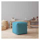 17" Blue And Gray Cotton Polka Dots Pouf Cover