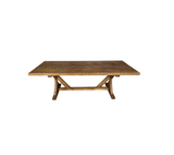 96" Brown Reclaimed Wood Trestle Base Dining Table