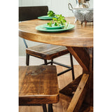 42" Brown Rounded Solid Wood Trestle Base Dining Table