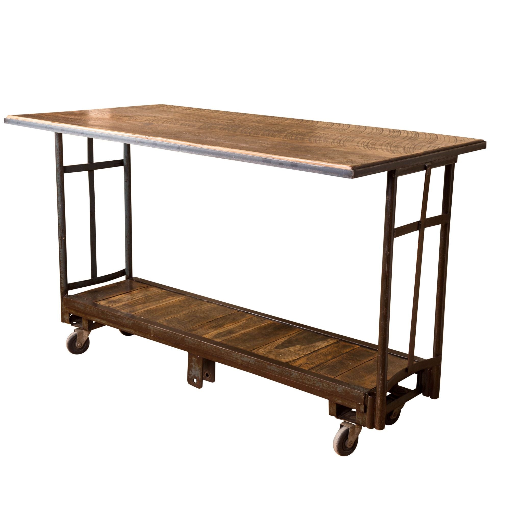 64" Brown And Black Rustic Solid Wood High Top Bar Table
