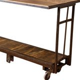64" Brown And Black Rustic Solid Wood High Top Bar Table