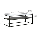 46" Black Glass And Steel Coffee Table With Shelf