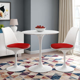 32" White Fiberglass And Metal Dining Table