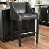 " Black And Brown Solid Wood Low Back Counter Height Bar Chair