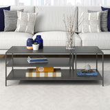 48" Gray Steel Coffee Table With Two Shelves