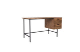 55" Brown and Black Solid Wood Writing Desk with Two Drawers
