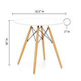 30" White And Natural Manufactured Wood And Solid Wood Dining Table