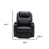 33" Black Faux Leather Power Heated Massge Lift Assist Recliner