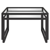 Set of Two 30" Black Glass And Steel Square Nested Coffee Tables