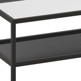 45" Black Glass And Steel Coffee Table With Shelf