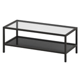 45" Black Glass And Steel Coffee Table With Shelf