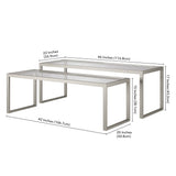 Set of Two 46" Silver Glass And Steel Nested Coffee Tables