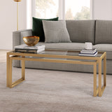 Set of Two 46" Gold Glass And Steel Nested Coffee Tables
