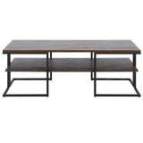 45" Black Steel Coffee Table With Shelf