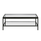 45" Clear And Black Glass And Steel Coffee Table With Shelf