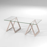 46" Clear Glass And Steel Coffee Table