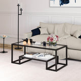 45" Black Glass And Steel Coffee Table With Shelf