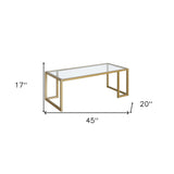 45" Gold Glass And Steel Coffee Table