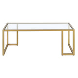 45" Gold Glass And Steel Coffee Table