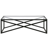 54" Black Glass And Steel Coffee Table