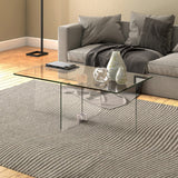 24" Clear Glass And Steel Coffee Table